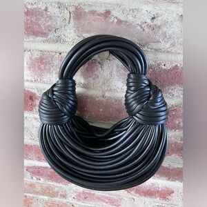Black unique Sculptural string Handbag with small pouch and zipper inside